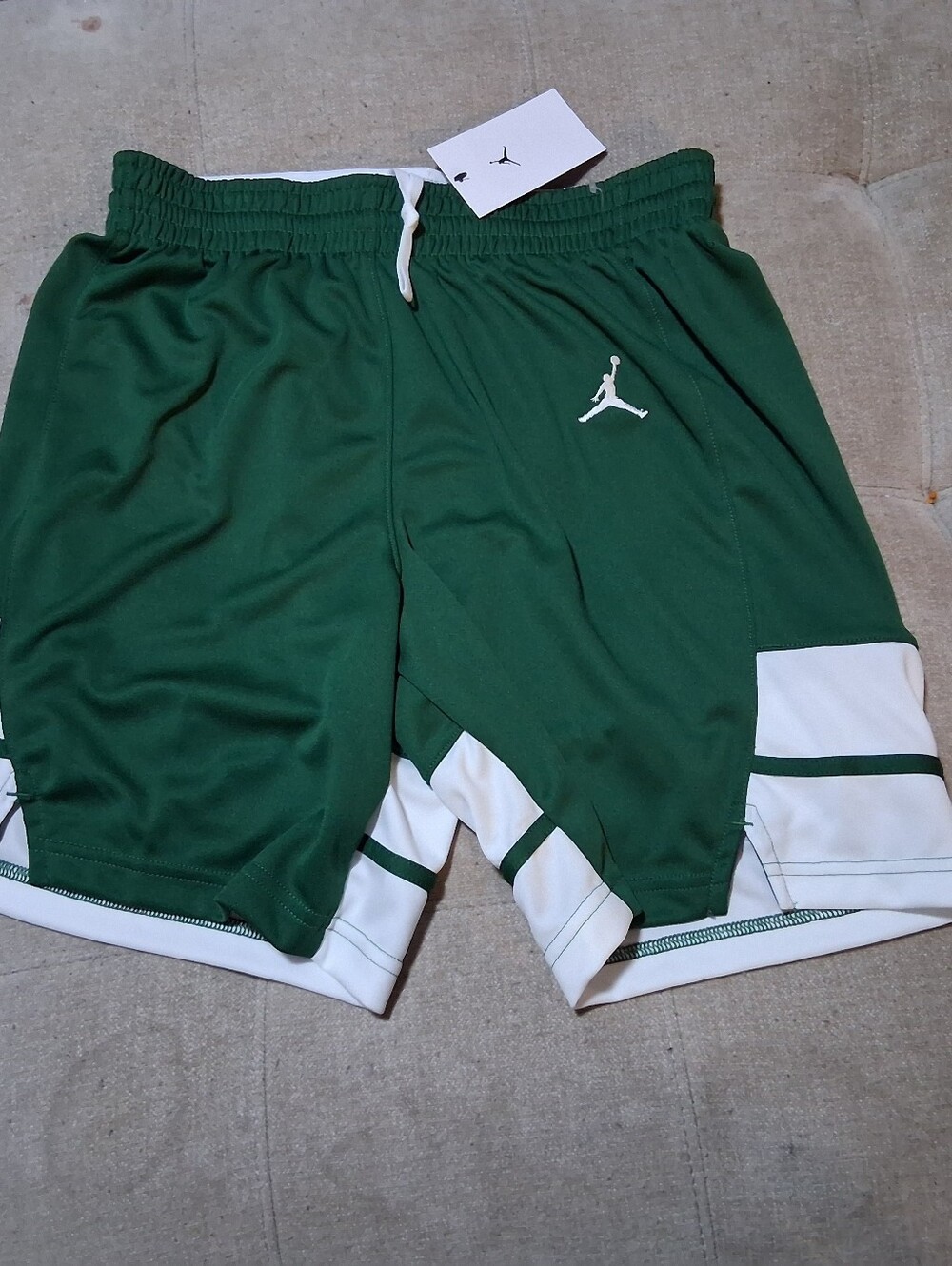 Jordan Men’s Green and White Basketball Shorts